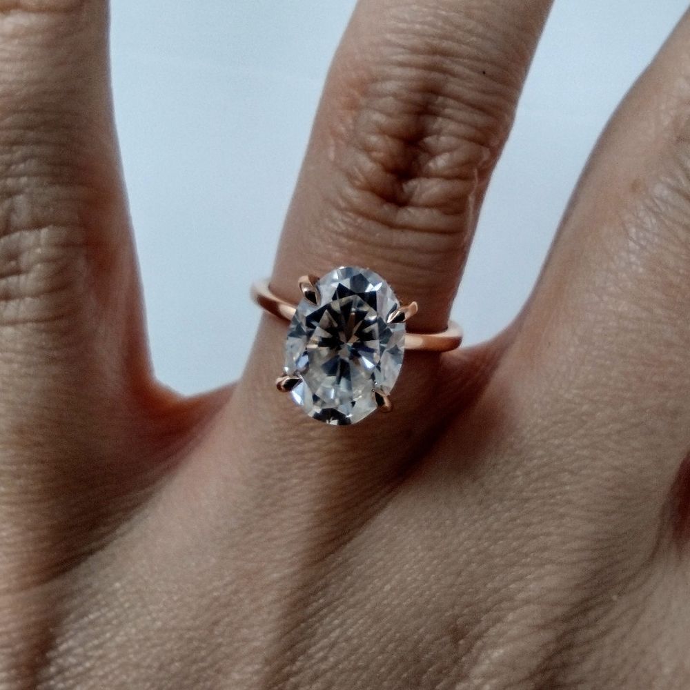 3 Ct Oval Moissanite 10k Rose Gold Solitaire Engagement Ring for Women Size 5 - Picture 8 of 12